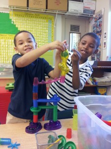 Tyson & Aquanis with their marble run!