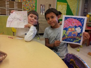 Darwin & Brady showing off their art!