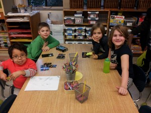 Kahlial, Ethan, Phoebe & Devlin playing a word puzzle game