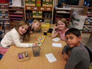 Sofia, Colin, Kate & Brady playing Pictionary